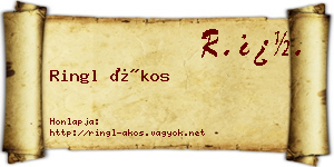 Ringl Ákos névjegykártya
